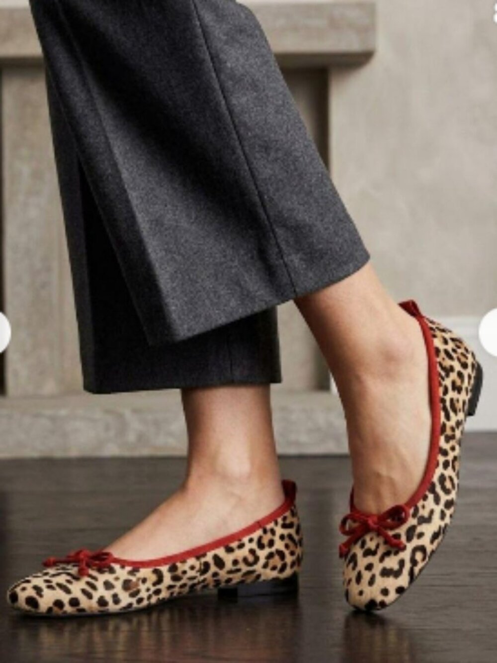 J. McLaughlin Anastasia Leopard Print Ballet Flats with Red Trim Sz. 7.5